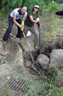 repairing culvert headwall in Groton