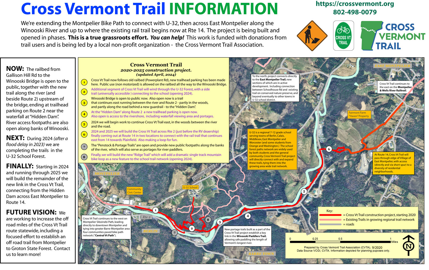 map of Winooski Bridge project trail phases