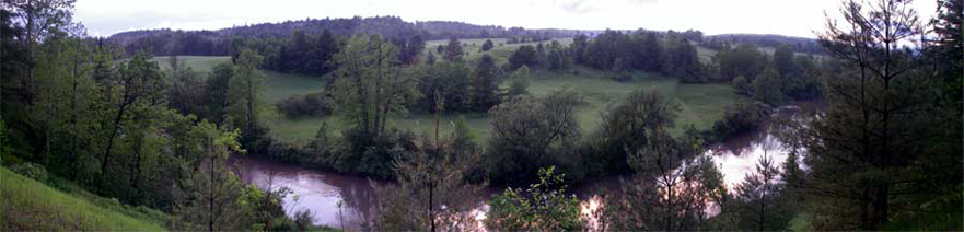 view of fields and river