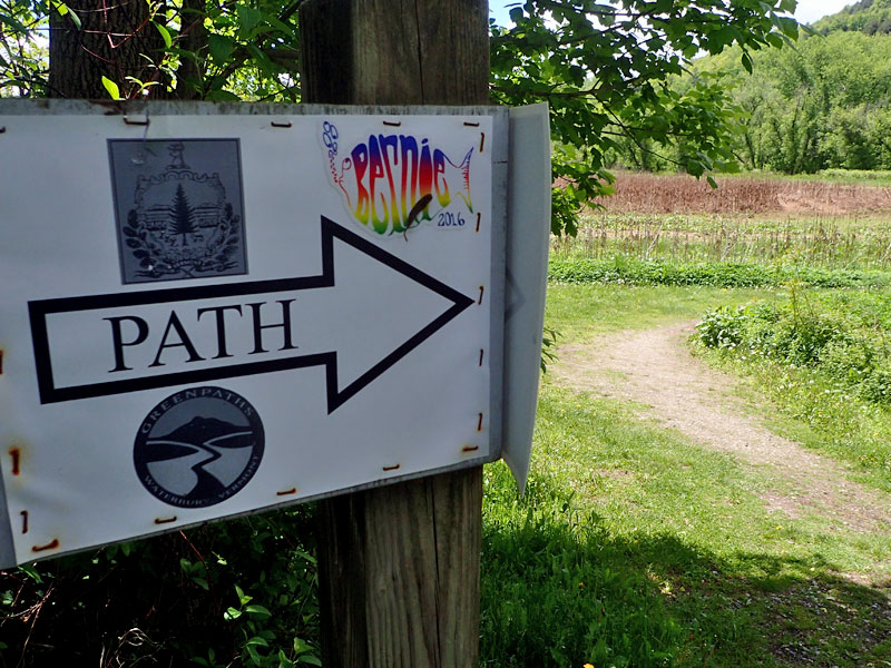 Path sign with Bernie 2016 sticker