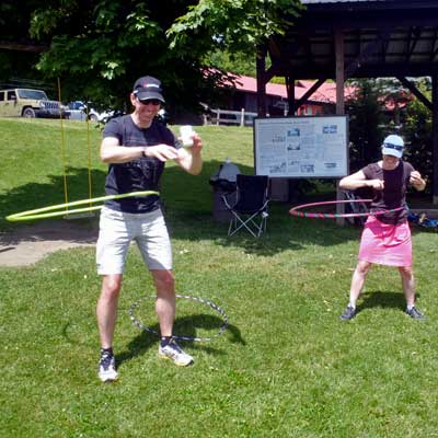 bicyclists hula hoop